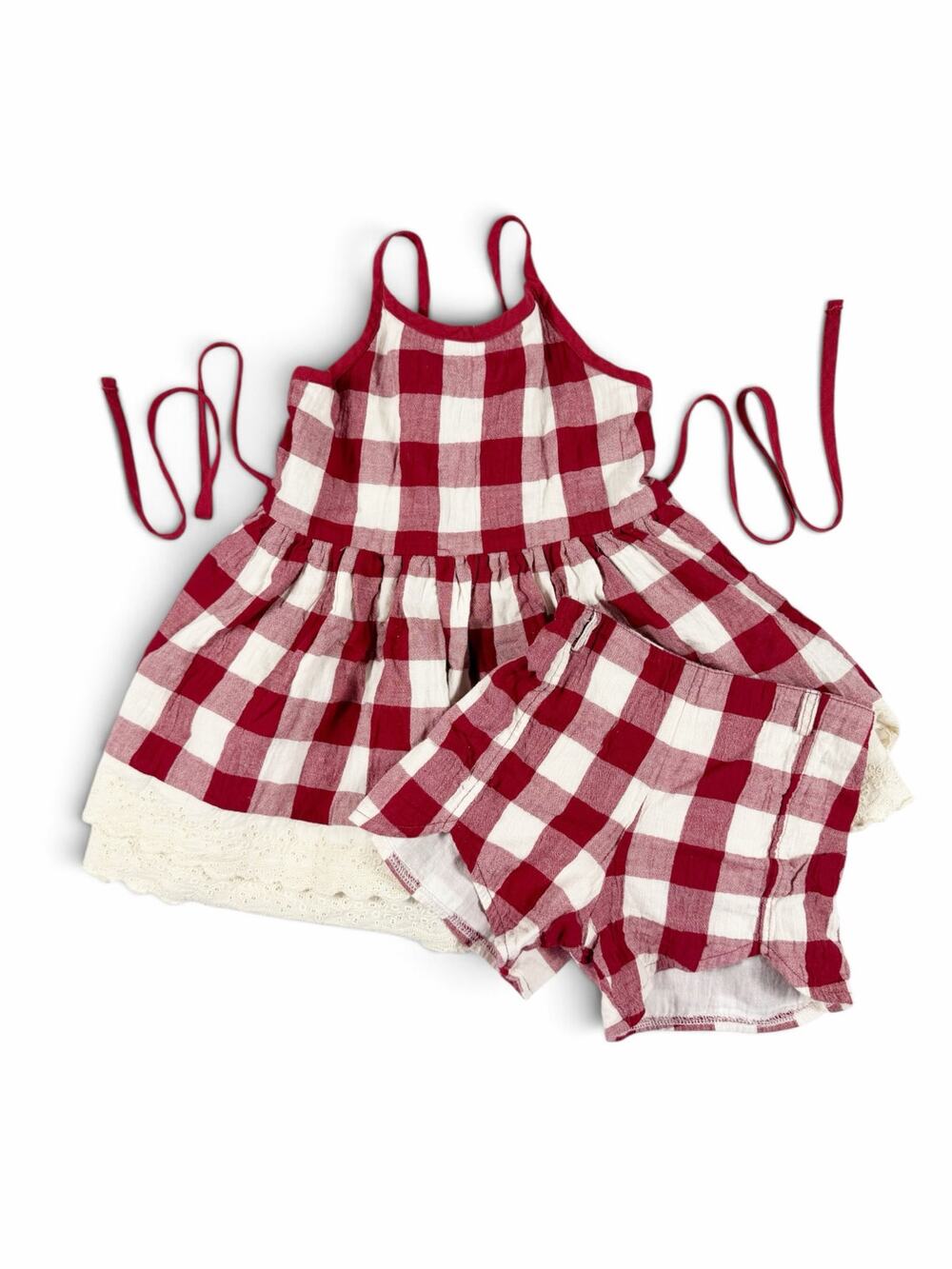 NEW SweetHoney Girls Red Gingham Plaid Tunic & Shorts Set Size 6
